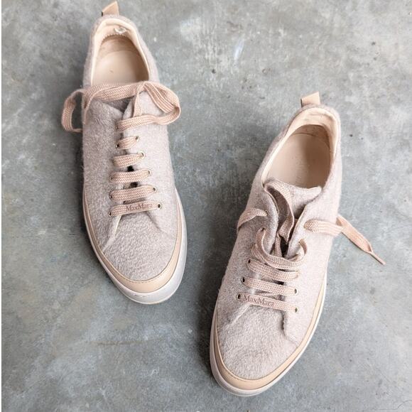 Max Mara Tunny Beige Textile/Leather Platform Sneakers, size EU37.5/US7.5 - Picture 2 of 10